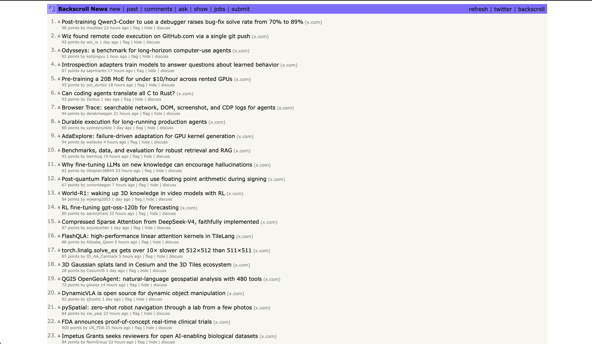 Backscroll News — HN-style frontend