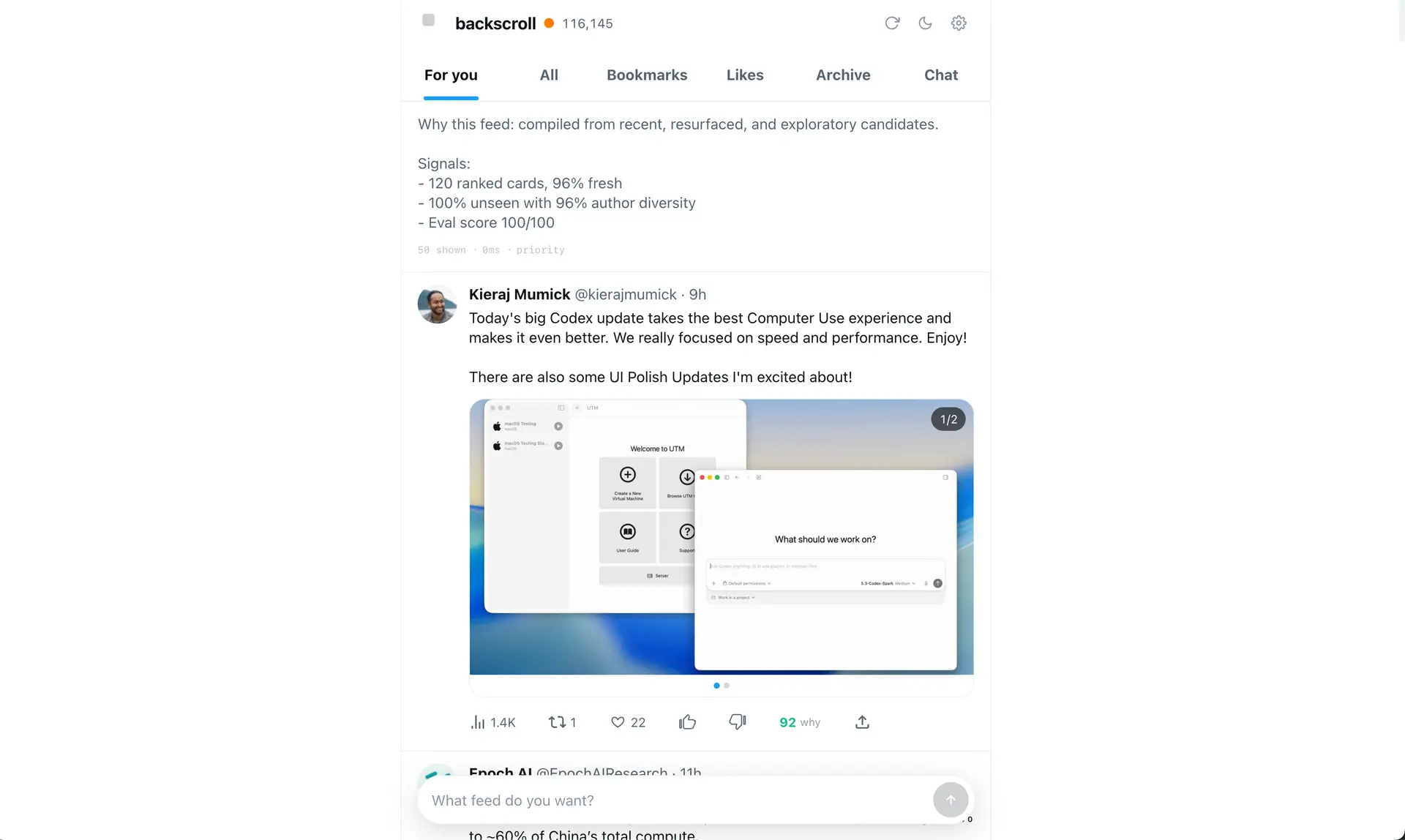 Backscroll native UI